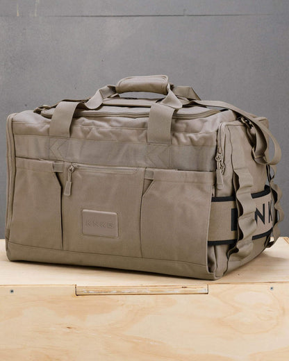 KNKG CORE Duffel Large 51L – Gym Bag with Lifting Belt Storage – Durable 500D Nylon, YKK Zippers – Natty