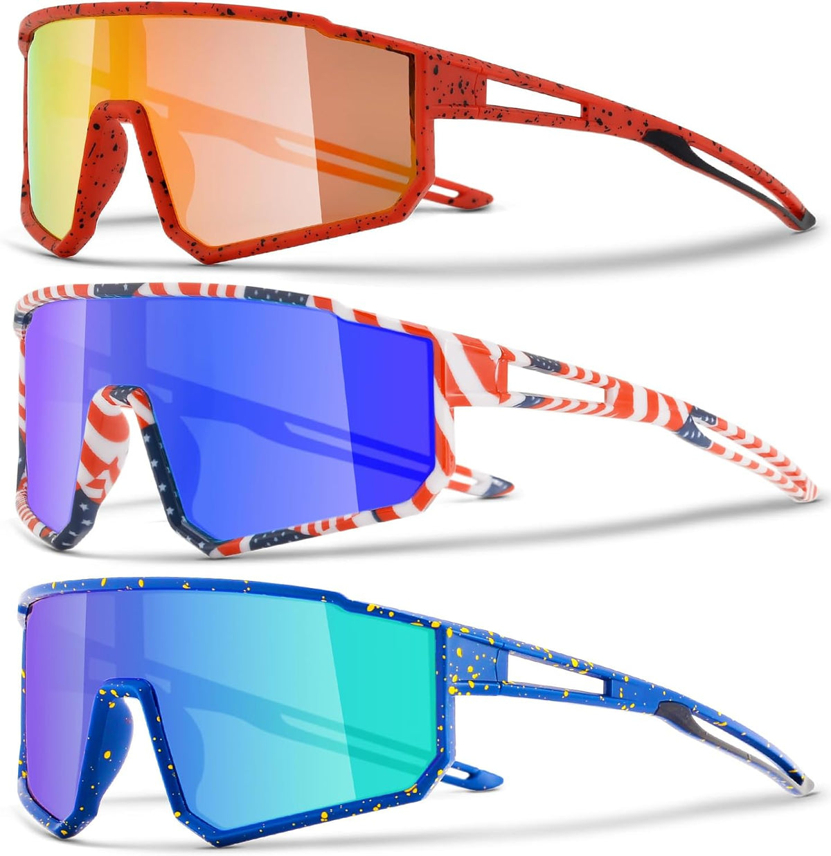 3PACK Kids Sunglasses for Boys and Girls, UV400 Protection, Baseball and Cycling Goggles