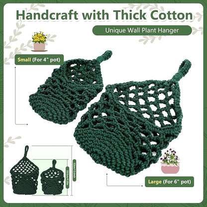 Macrame Wall Plant Hanger, Hanging Planter Basket Holder, Wall Planters for Indoor Plants, for Up to 6 Inch Pot (Green, 6-Inch)