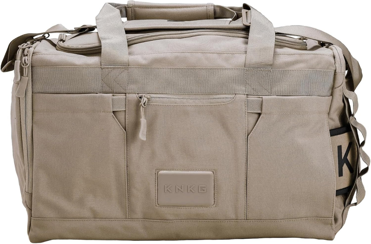 KNKG CORE Duffel Medium 35L - Gym Bag with Lifting Belt Attachment - Durable 500D Nylon, YKK Zippers - Natty