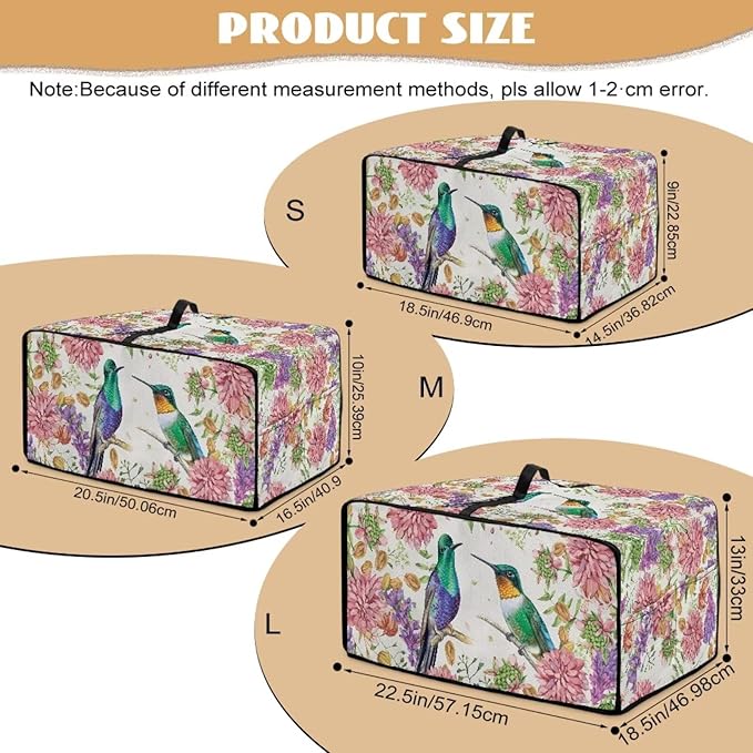 Toaster Oven Dust Cover for Countertop Convection Ovens, Dustproof Small Electrical Appliance Protector Kitchen Decor, L, 18.5 x 22.5 x 13 Inches, Hummingbird Pink Flower Creamy White