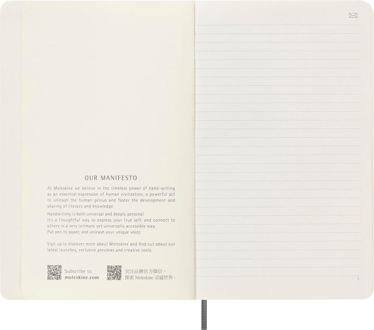 Moleskine Smart Notebook, Large, Ruled, Black, Soft Cover (5 x 8.25)