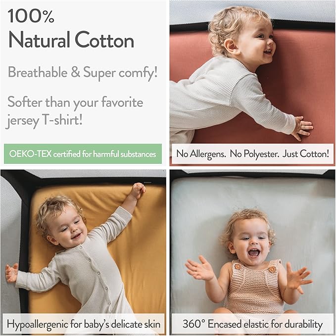 Bassinet Fitted Sheets Compatible with SNOO Happiest Baby Oval Bassinet – Snuggly Soft 100% Jersey Cotton – Light + Dark Sage Green – 2 Pack