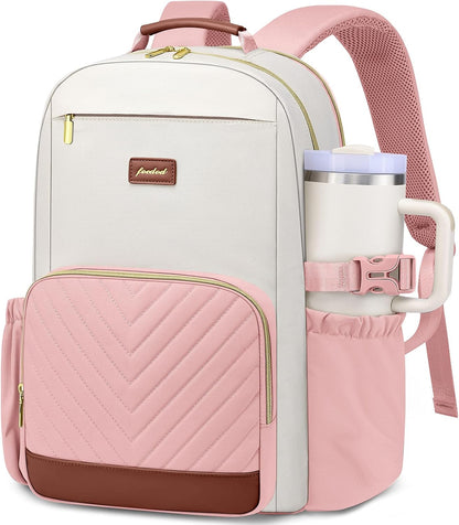 Laptop Backpack for Women Bookbag: 15.6 inch Work School Backpacks with Pouch Pocket for Large Capacity Cup & USB Charger College Book Bag Travel Business Nurse Teacher Bookbags Anti-theft Back Pack
