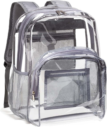Vorspack Clear Backpack Heavy Duty PVC Transparent Backpack with Reinforced Strap Stitches & Large Capacity for College Workplace Security - Black