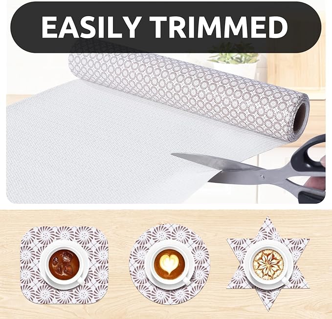 RAY STAR 12X120 Inch Shelf Liner for Kitchen Cabinets, Non-Adhesive Cabinet Liner Washable, PVC Drawer Liner for Dresser Non-Slip Bathroom (Circle)(9 Roll)