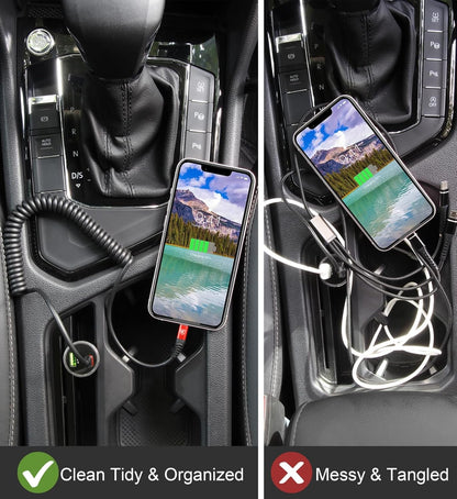 USB Type C to Lightning Cable [3FT/6FT], 2Pack Coiled iPhone Charger Cable Fast Charging for Car [Apple MFi Certified] Short USBC iPhone Cord Compatible with iPhone14/13/12/11/8/Plus/iPad/CarPlay-Red