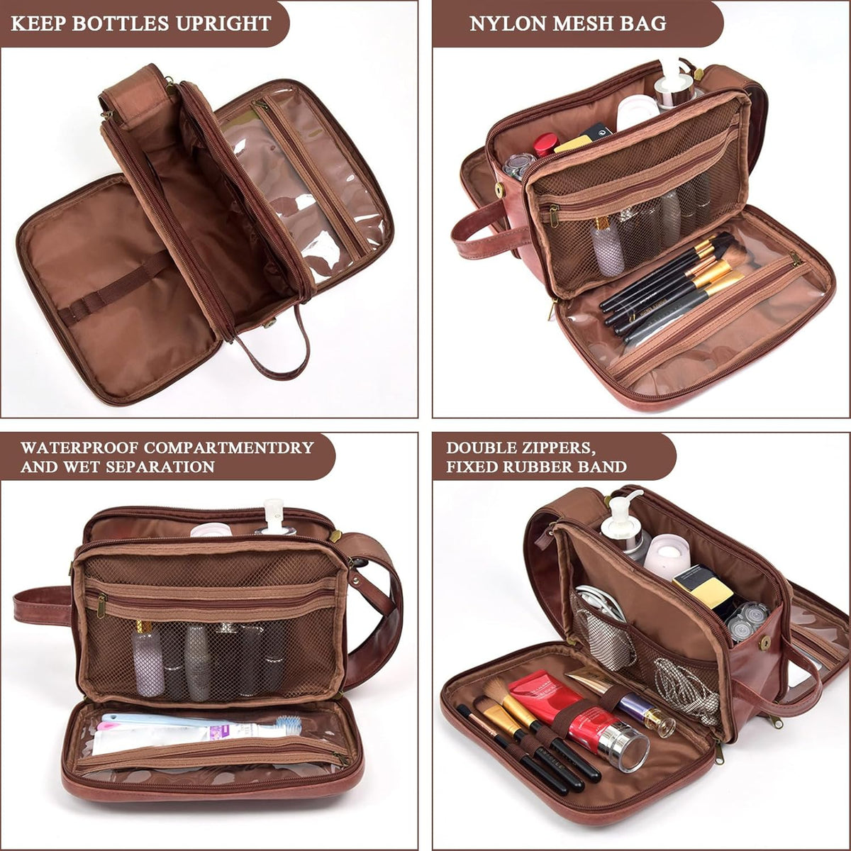 Personalized Leather Toiletry Bag for Men,Custom Engraved Travel Shaving Dopp Kit Bag,Customized Name&Logo Gift for Father,Husband, Boyfriend,Groomsmen,Anniversary,Birthday