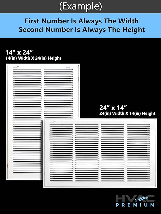 HVAC Premium 34 x 24 Duct Opening Steel Return Air Filter Grille, for 1-inch Filter, Removable Door, Flat Stamped HVAC Vent Cover Grille, Outer Dimensions 36.5 x 26.5