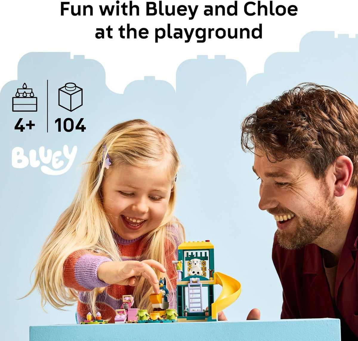 LEGO Bluey Playground Fun with Bluey and Chloe Sensory Building Blocks, Preschool Pretend Play & Learning Toys for Kids, 4 Year Old Girl & Boy Birthday Gifts