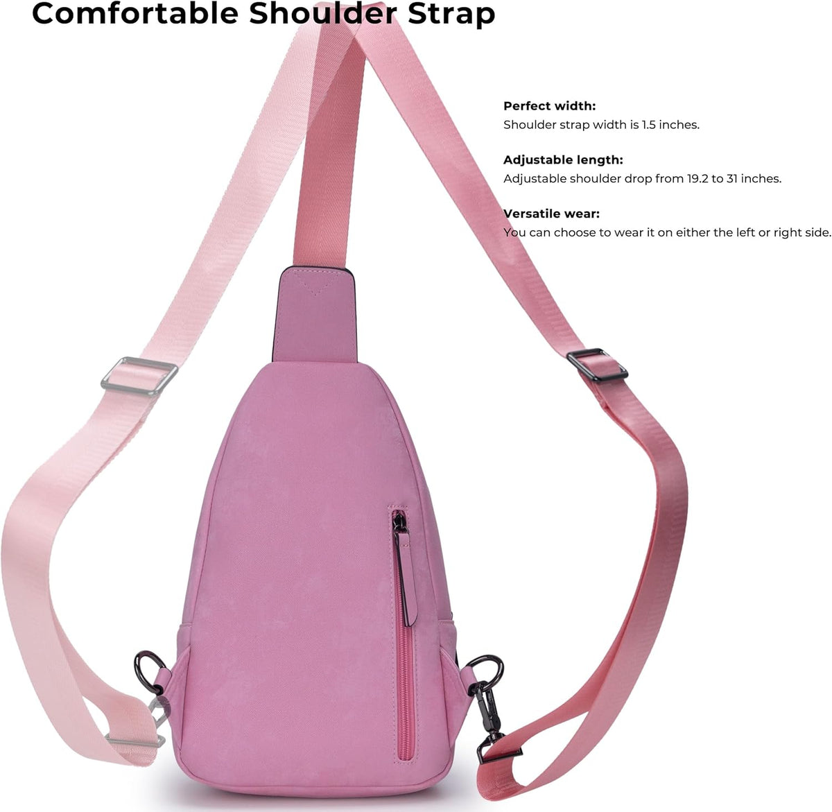 Alldaily Large Sling Bag for Women Crossbody Purse Leather Fashionable Trendy Chest Bag for Travel, Fanny Pack (Sleek Pink)