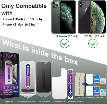 2 Pack Matte Privacy Screen Protector for iPhone 11 Pro Max and iPhon XS MAX 6.5-Inch Auto Dust Removal, No Bubbles,Anti-Spy Tempered Glass Film, Easy Installation