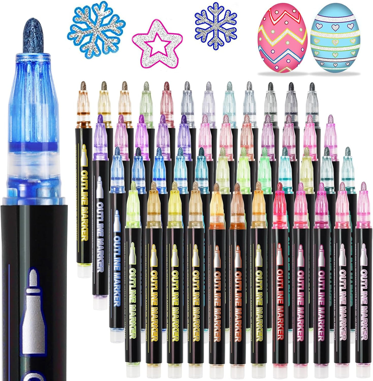 Glitter Markers Self Outline Pens Metallic: 12 Shimmer Tween Teen Girl Gifts Trendy Stuff,Drawing Art Supplies Kids 6-8 9-12 10-12,Arts Crafts Kids Ages 8-12 Year Old,Cute Cool Fun Crafts Girls 8-12