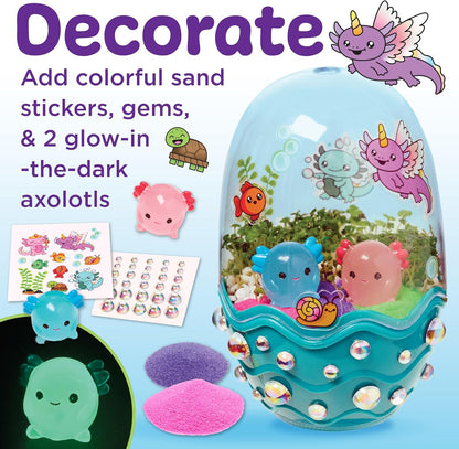 Kids' Axolotl Terrarium STEM Science Kit, Arts and Crafts, Indoor Gardening for Girls (Ages 6+) - Spring Gifts & DIY Toys