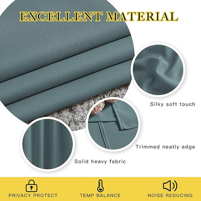 NICETOWN Greyish Blue Curtains 84 inches Long, Grommet Room Darkening Thermal Insulated Sound Dampening Window Treatments for Bedroom/Home Office, 2 Panels, W46 x L84