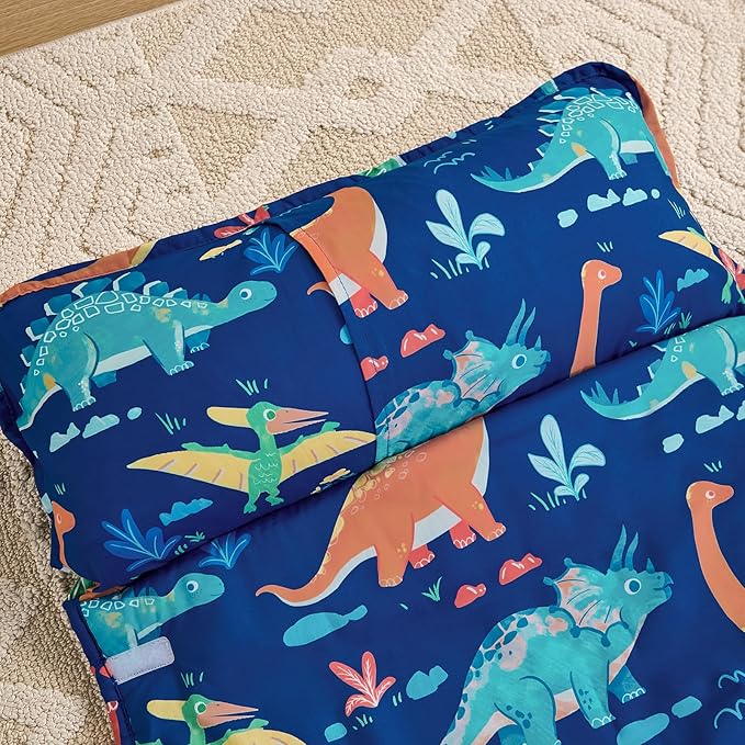 DJY Toddler Nap Mat,Kid Slumber Bag with Removable Pillow & Minky Blanket,Soft Sleeping Mat Perfect for Daycare,Preschool,Kindergarten,Travel