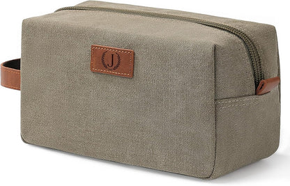 Janhavi Personalized Waterproof Toiletry Bag for Men,Gifts for Boyfriend,Toiletry Bag For Shower Caddy,Engraved Initials & Wheat Ear, Mens Toiletry Travel Bag,Travel Essentials for Men(Olive Green J)