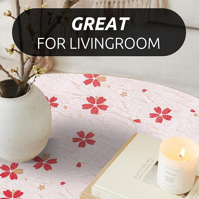 RAY STAR 18X96 Inch Shelf Liner for Kitchen Cabinets, Non-Adhesive Cabinet Liner Washable, PVC Drawer Liner for Dresser Non-Slip Bathroom (Red Floral)(1 Roll)
