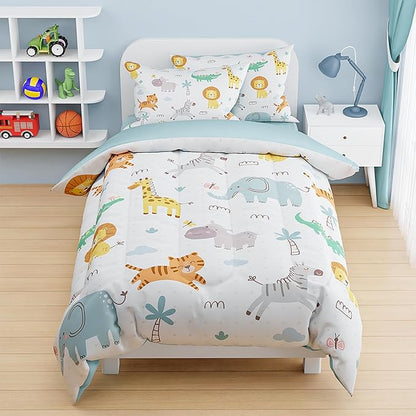 SANDJEST Animal Duvet Cover Sets Twin Size for Kids Boys Girls, Include 1 Polyester Comforter Cover 68x86 Inches and 1 Pillowcase 20x26 Inches, Comforter Not Included, Gift for Christmas Birthday