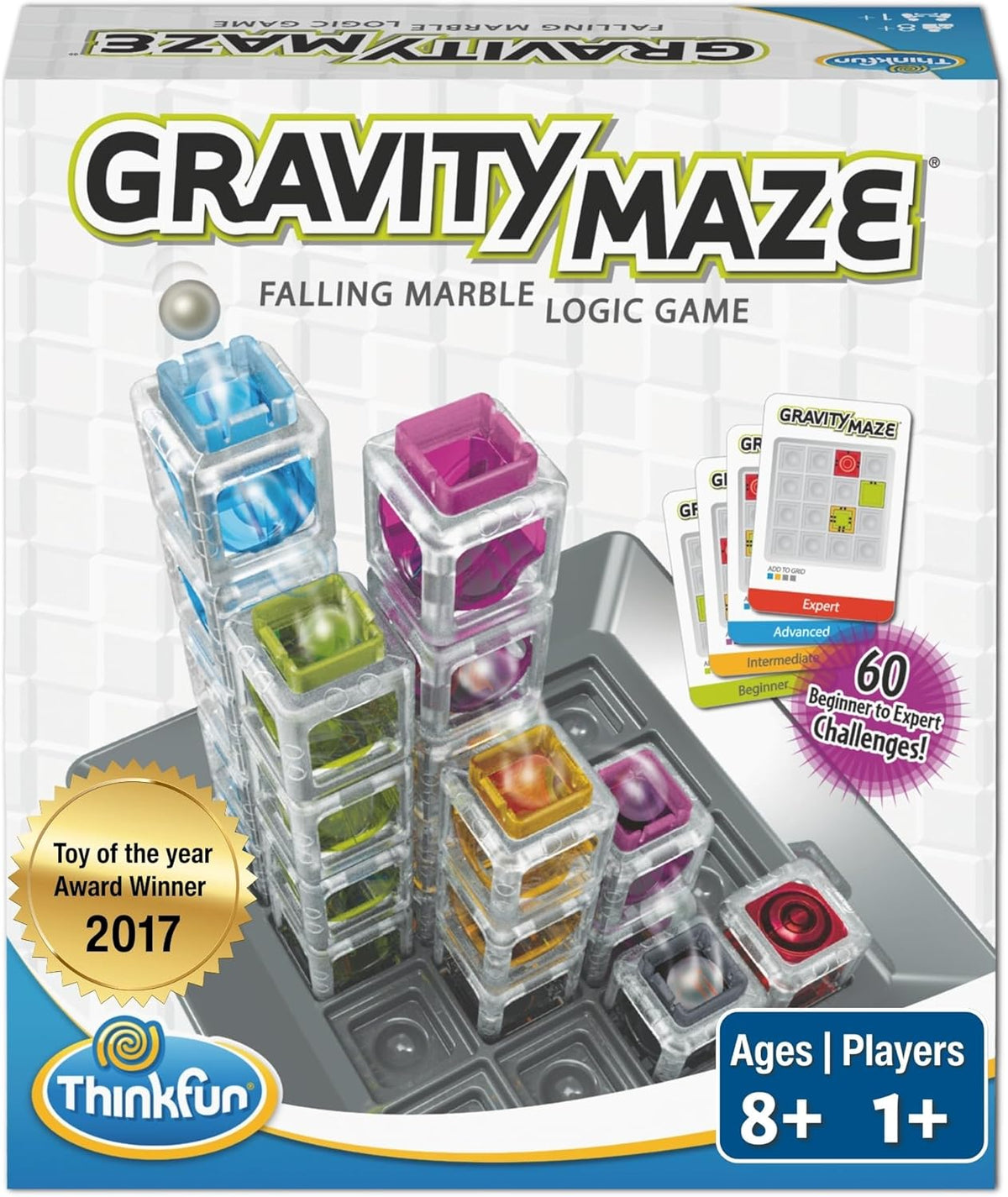 ThinkFun gravity maze for kids 8-12 - logic game with 9 towers and 3 marbles - STEM toy for boys and girls