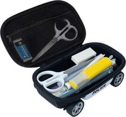 ZIPIT Police Car Pencil Case for Boys, Large Capacity Pencil Box, Blue