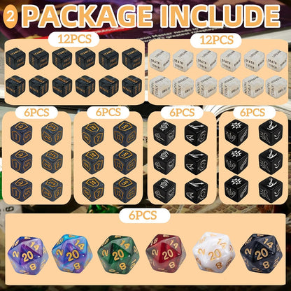 90 PCS MTG Counter Dice Set - AbilityKeyword Counters, -1/+1 Life Counter, Shield Counter, MTG Patterned Display dice, Creature Stat Buffs, Multicolor Marble Colour D6 Dice, MTG Games (Includes Bag)