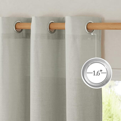 NICETOWN Linen 36 inch Curtains for Kitchen Window, Grommet Thick Flax Linen Gray Small Window Treatments Privacy Assured with Light Filtering for Cafe/Kids Room, W42 x L36, 2 Panels