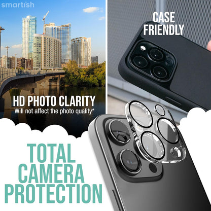 Smartish® iPhone 16 Plus Screen Protector + Camera Lens Covers - Tuff Sheet - 2-Pack Tempered Glass 9H Easy Install Frame Case-Friendly - Dynamic Island for Apple iPhone 16 Plus - Clear 2-Pack