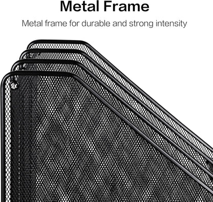 deli Mesh Magazine File Holder, Desk Organizer File Folder Document Rack for Office Organization and Storage, 3 Vertical Compartments, Black