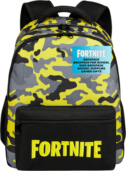 Fortnite Backpack for Kids Teens School Bookbag Travel Bag Rucksack for Vacation Sports Gifts for Kids (Black AOP)