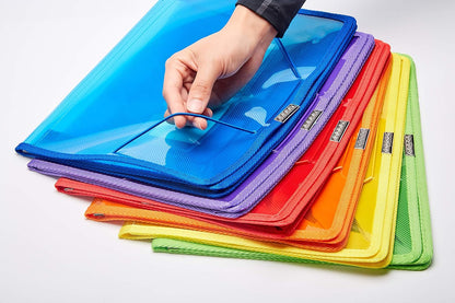 FANWU 6 Pack Plastic Expanding File Wallet Document Organizer with Flap and Cord Closure, Letter Size, 2.8" Expansion, Clear Colored Poly A4 Expandable File Folder for Home School & Office Storage